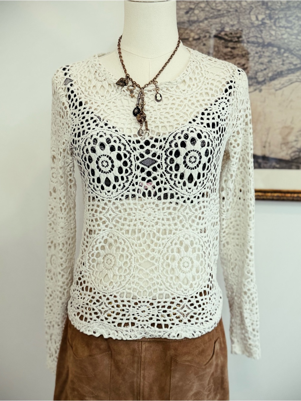 ✨ TOPSHOP vintage crochet top doesn't - Picture 2 of 3
